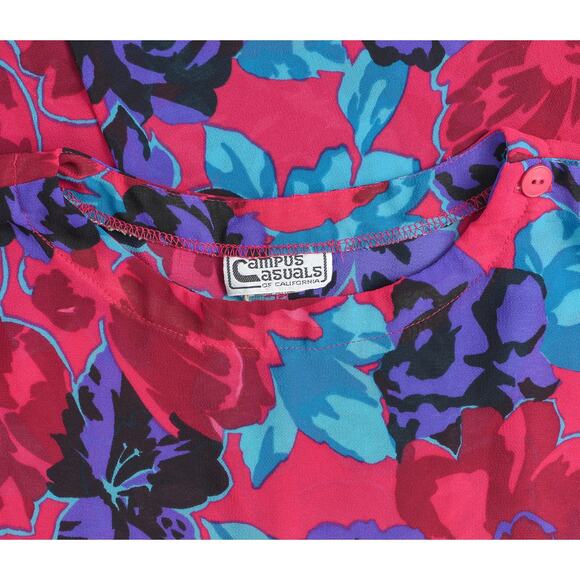 Vintage 80s Boho Floral Skirt and Top Set Full Midi Skirt with Pockets 2pc M - Picture 10 of 10